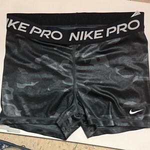 Nike Pro Black and Gray Camo Shorts